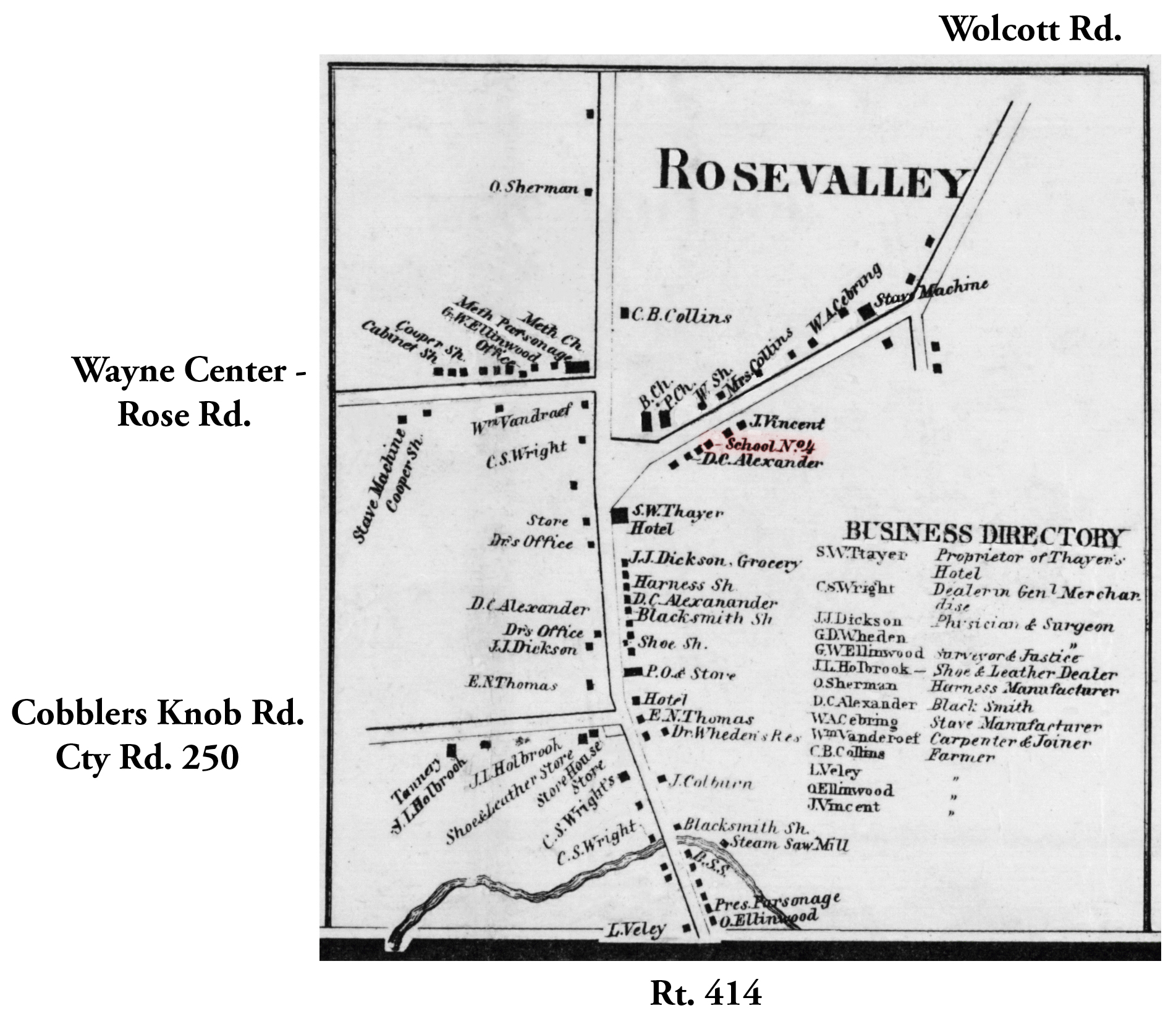 1858 Wayne County Ros-10 Excerpt Map